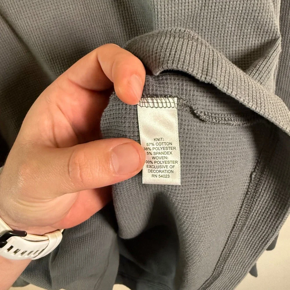 Banana Republic Mens Gray Waffle Knit Mixed Media Quarter‎ Zip Pullover M